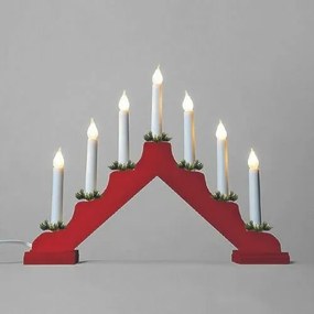 Adventný svietnik s ťahanou žiarovkou LED Filament, červená