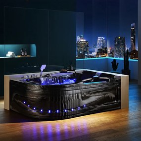 Terra Hydromasážna vírivá vaňa VENEZIA 761R 180x120 PRAVÁ ČIERNY MRAMOR s ohrevom vody