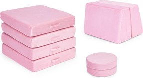 DIY veľká skladacia modulárna pohovka pre deti 8 mäkkých vankúšov - ružová ECOTOYS