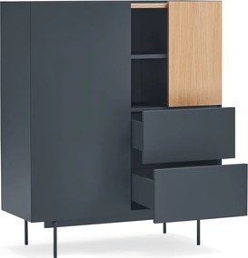 Vysoká komoda v dekore duba v antracitovo-prírodnej farbe 100x120 cm Otto – Teulat