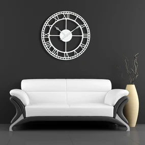Dekorstudio Kovové hodiny na stenu Vintage retro 80cm - biele