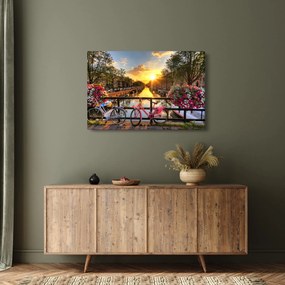 Obraz - Východ slnka v Amsterdame (90x60 cm)
