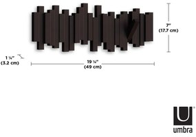 Tmavohnedý plastový nástenný vešiak Sticks – Umbra