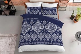 DomTextilu Dokonalé postelné bavlnené obliečky v modrej farbe s krásnym bielym vzorom 49591-224006