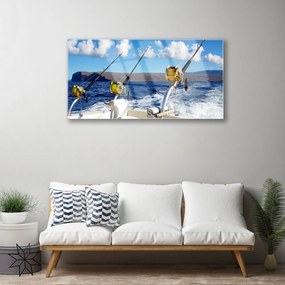 Skleneny obraz Rybárčenie more príroda 125x50 cm