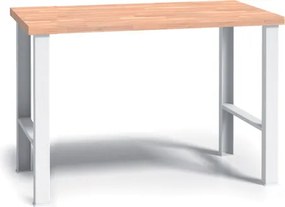 Pracovný stôl do dielne G3, buková škárovka, pevné kovové nohy, 1500 mm