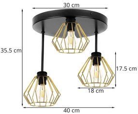 Stropné svietidlo Nuvola 1, 3x zlaté drôtené tienidlo, o