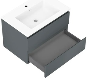 Mexen Orio, kúpeľňová skrinka 70 cm s umývadlom Otis, 2 zásuvky, grafitová matná/biela matná, 91A10-07047-2-BFF66-W18M01