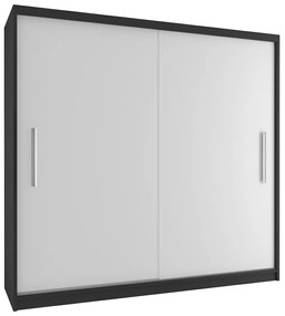 Šatníková skriňa 200 cm Belini čierny mat / biely mat s posuvnými dverami SI SZP1/2/B/W/0/AL