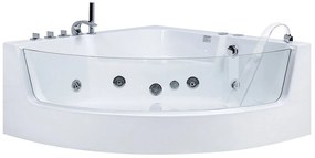 Vírivá vaňa s LED osvetlením 190 x 135 cm biela MARINA Beliani