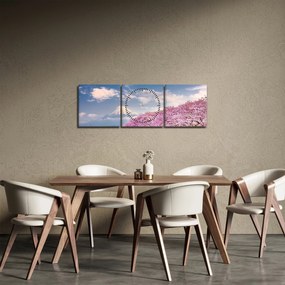 Obraz - Japonská jarná krajina (s hodinami) (90x30 cm)