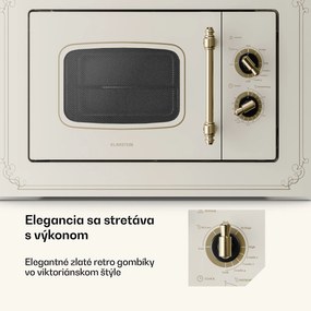 Klarstein Victoria 20, vstavaná mikrovlnná rúra, 20 l, 800 W, gril: 1000 W, slonová kosť