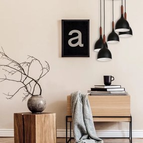 Luster na lanku NOAK WOOD 5xE27/15W/230V čierna/buk