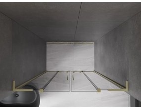 Mexen Velar L Duo, posuvné sprchové dvere do otvoru 140 cm, 8mm šedé sklo, zlatá matná, 871-140-003-42-55