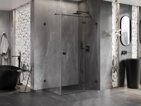 Mexen Lunar T výklopný sprchový kút pravý 110 x 80 cm, číre sklo, čierna matná, 834T-110-080-70-00-P