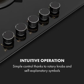 Klarstein Goldflame 5, plynová varná doska, 5 mosadzné horáky, sklokeramika