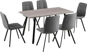 Jedálenský set 6x stolička + stôl Catini LANDON sivá/tm. sivá