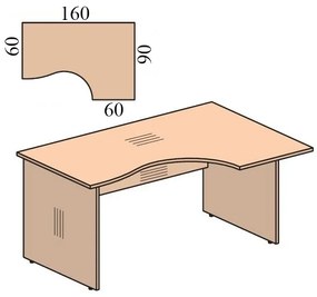 Ergonomický stôl Impress 160 x 90 cm, pravý, biela