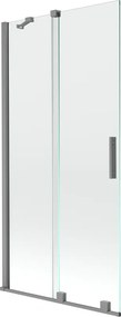 Mexen Velar, 2-krídlová posuvná vaňová zástena 95 x 150 cm, 8mm číre sklo, brúsený grafit, 896-095-000-01-95