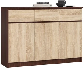 Komoda Karolína 140 cm 3 skrinky a 3 zásuvky wenge/sonoma