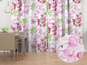 Biante Bavlnený záves Sandra SA-366 Ružovo-zelené kvety na bielom 140x160 cm