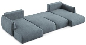 Modrá ženilková rozkladacia rohová pohovka (do tvaru "U") Leila – Makamii