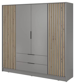 Šatníková skriňa Nelly 206 cm sivá/dub artisan