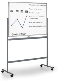 Mobilná obojstranná biela popisovacia tabuľa, magnetická, 1500 x 1200 mm