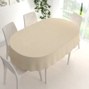 Biante Dekoračný oválny obrus Leona LN-161 Béžový/zlatý trblietavý 140x220 cm