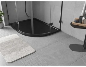 Mexen Flow, asymetrická štvrťkruhová sprchová vanička slim, ľavá 100 x 90 cm, čierna matná, 46Q709010L