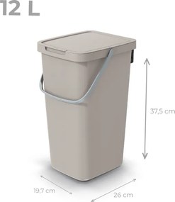 Prosperplast Závesný odpadkový kôš s vekom SYSTEMA Q, 12 l, 26 x 20 x 37,5 cm béžová
