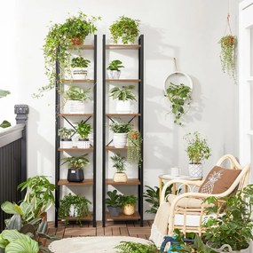 SongmicsHome Policový regál na knihy NOEL, 40x30x187,5cm, čierna/hnedá