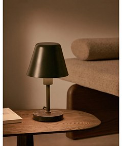 Tmavozelená/čierna mramorová stolová lampa s kovovým tienidlom (výška 32 cm) Calina – Kave Home