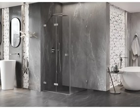 Mexen Lunar-F, 1-krídlový sprchový kút so skladacími dverami, ľavý, 75 x 70 cm, 8mm číre sklo, brúsená oceľ profil, 836-075-070-97-00-L