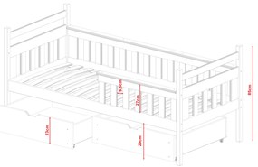 Detská posteľ 90 x 200 cm Emelda (s roštom a úl. priestorom) (biela). Vlastná spoľahlivá doprava až k Vám domov. 1012937