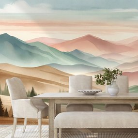 Fototapeta pastelové hory v akvareli