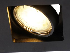 Sada 6 zapustených bodových svetiel čierna obdĺžniková 2-svetelná - Qure