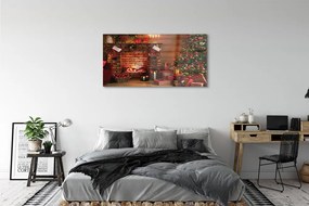 Obraz plexi Ozdoby na vianočný stromček darčeky ohnisko 125x50 cm