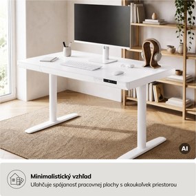 Elektrický písací stôl sit-stand so zásuvkou a bezdrôtovou nabíjačkou Qi biely, 1200 mm: ELLIS