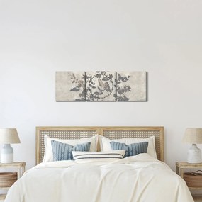 Obraz - Texturované listy (s hodinami) (90x30 cm)
