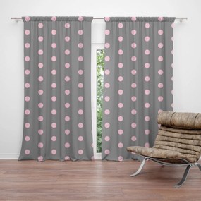 Sablio Záves Ružové bodky na šedej: 2 ks 140x250 cm