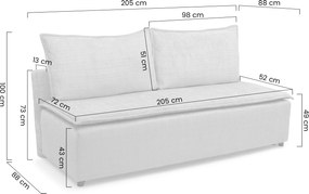 Pohovka rozkladana Firioza S vnútorným úložným priestorom- béžový plusz Tilia 03