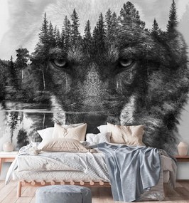 Gario Fototapeta Vlk odrážajúci sa na hladine jazera Materiál: Vliesová, Rozmery: 300 x 300 cm