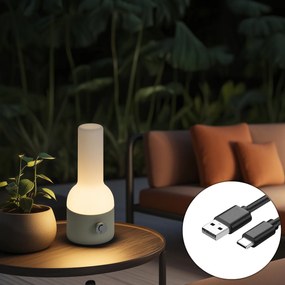 Vonkajšia stolová lampa béžová s bielou vrátane nabíjateľnej LED IP44 - Haard