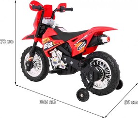 Ramiz Krížový bicykel pre deti Vozidlo na batérie Červené + asistenčné kolesá + LED zvuky