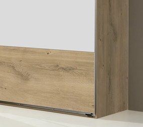 Šatníková skriňa s posuvnými dverami Nora, 225 cm, doskový dub/biela