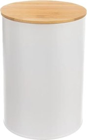 Orion 2. akosť - Dóza na potraviny, plechová, biela, s bambusovým viečkom - 0,8l