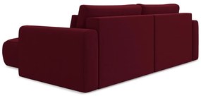 Vínovočervená zamatová rozkladacia/s úložným priestorom rohová pohovka (pravý roh/s leňoškou) Kapua – Makamii