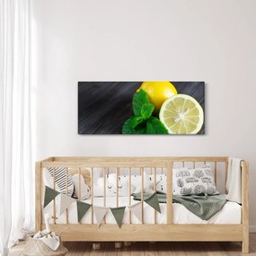 Obraz citrónov a mäty na stole (120x50 cm)