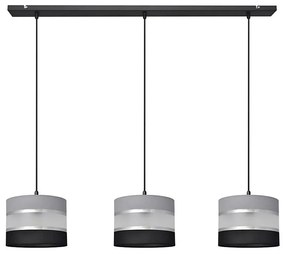 Luster na lanku HELEN 3xE27/15W/230V čierna/šedá/strieborná